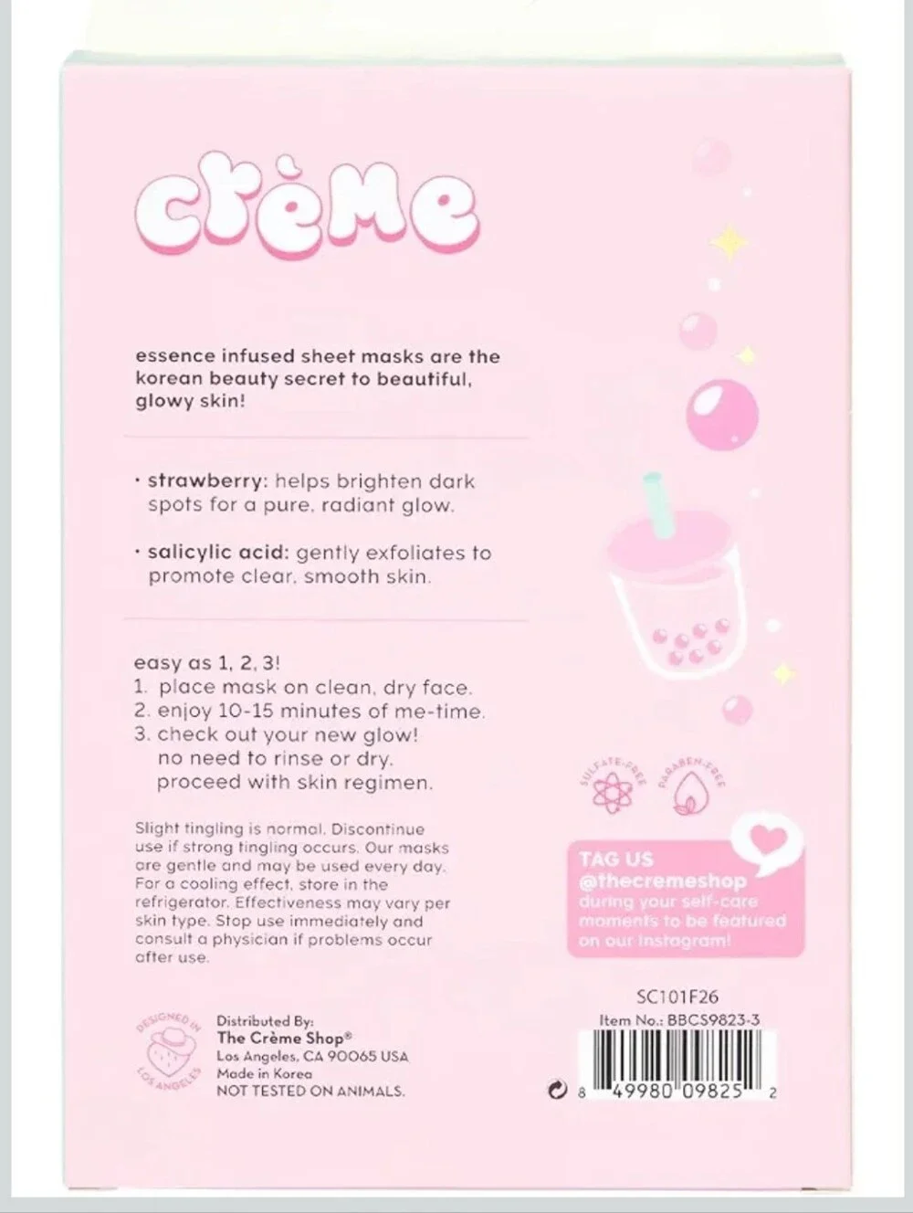 Beary Clear Skin Strawberry Sheet Mask - Pink Hydrating Essence 5pk.